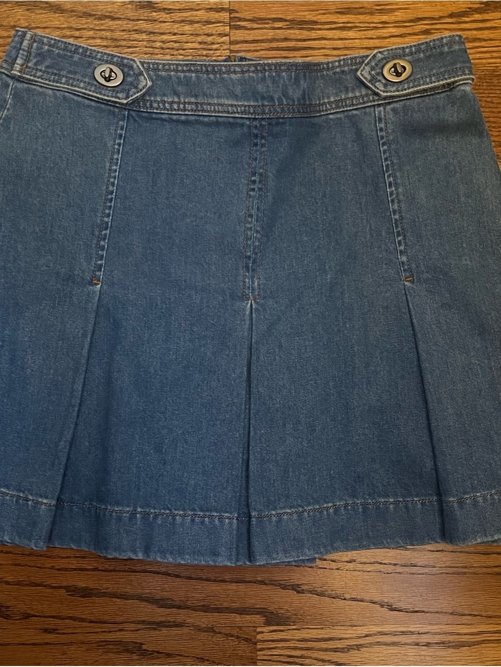 Coach Turnlock Denim Mini Skirt